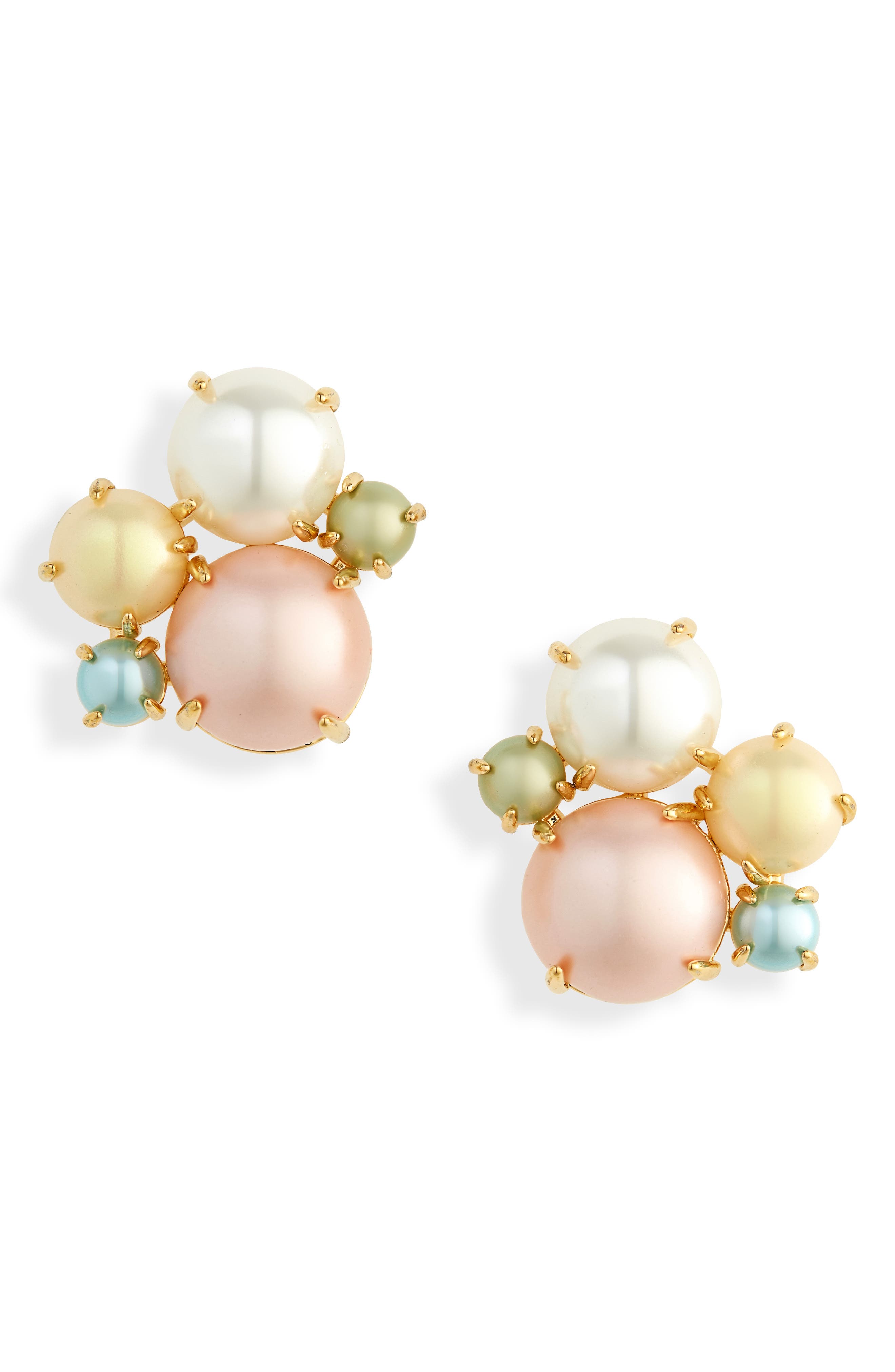 18k yellow gold plated pink flower pearl stud dangle earrings necklace set
